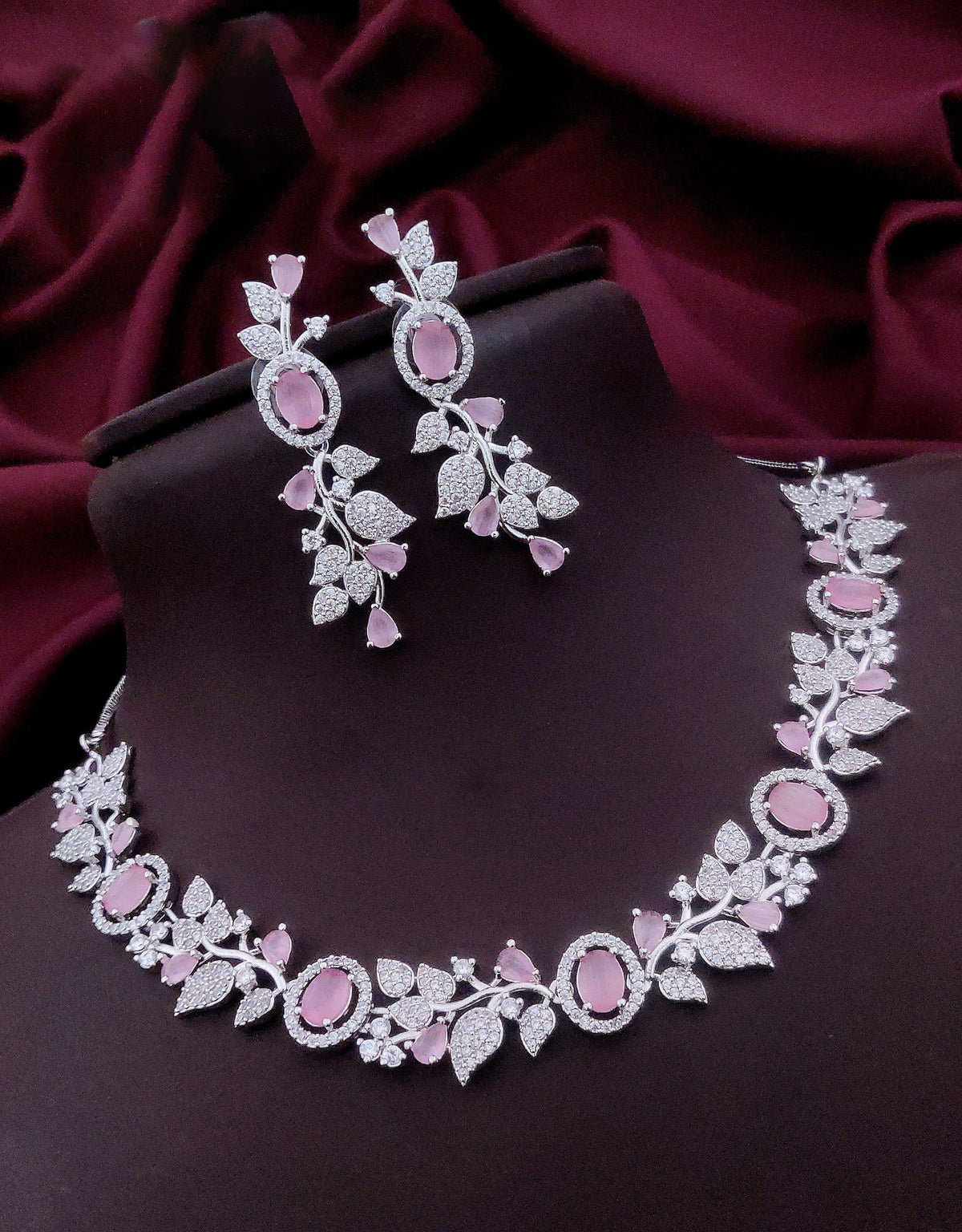 Indian Flower Design Kundan AD Choker Earrings Set | Kundan Jewelry | AD Jewelry | Pakistani Choker Set | Traditional Jewelry