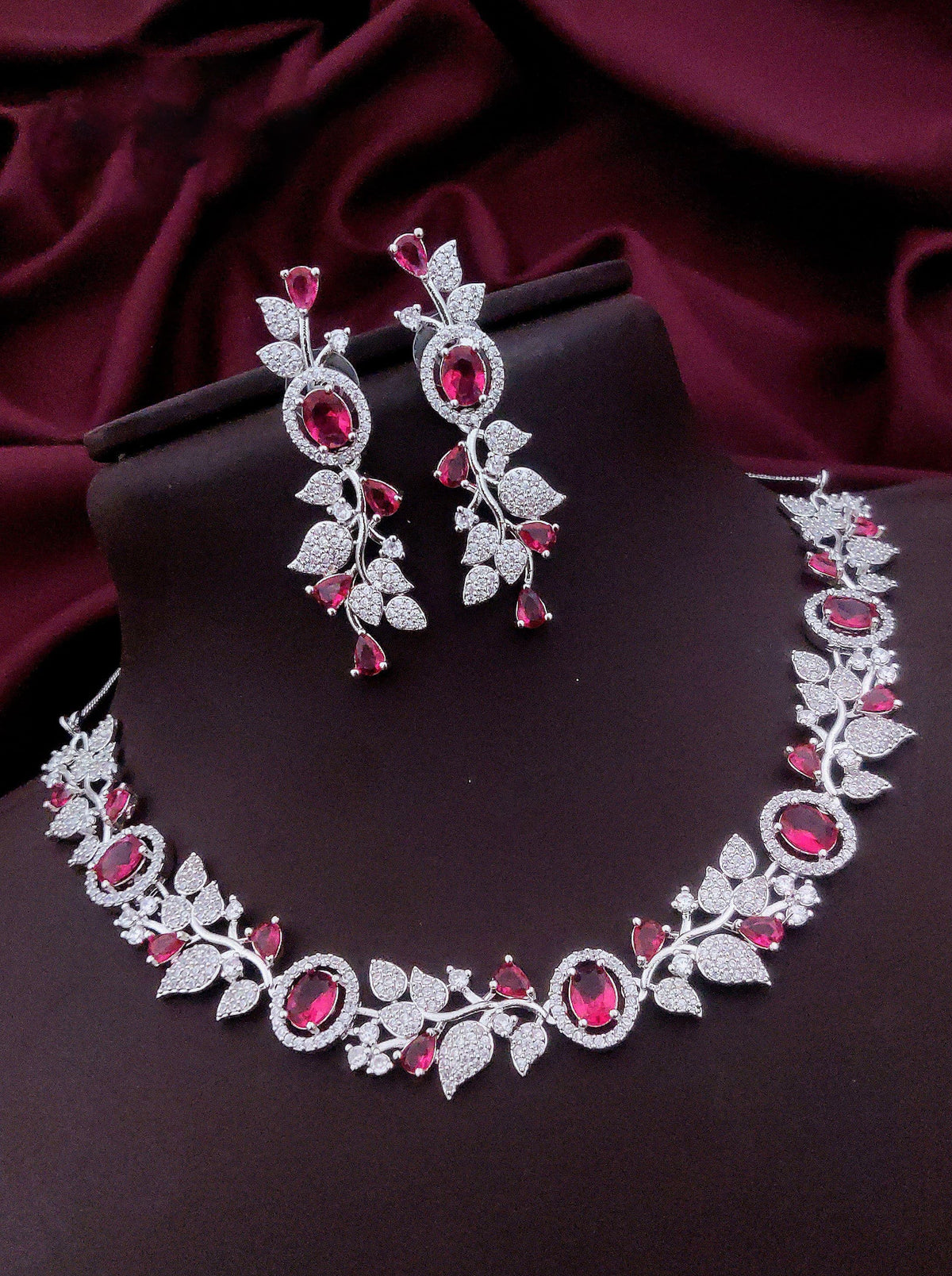 Indian Flower Design Kundan AD Choker Earrings Set | Kundan Jewelry | AD Jewelry | Pakistani Choker Set | Traditional Jewelry