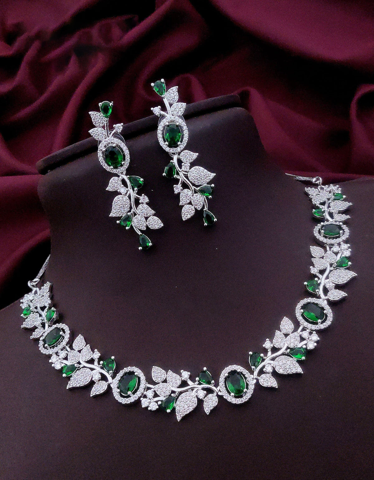 Indian Flower Design Kundan AD Choker Earrings Set | Kundan Jewelry | AD Jewelry | Pakistani Choker Set | Traditional Jewelry