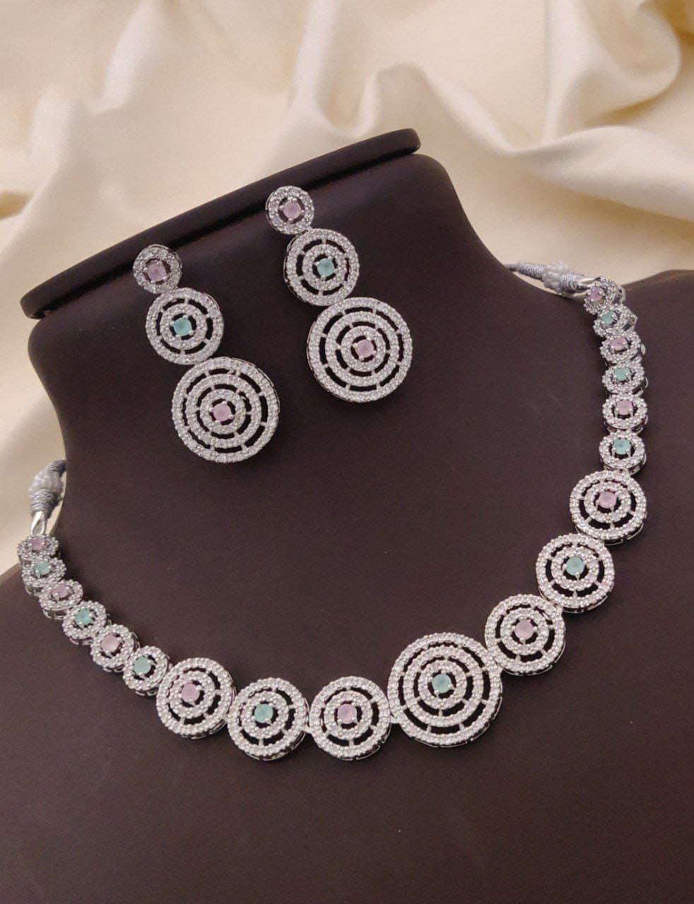 Round Shaped Design Wedding AD Choker Earrings Set | Kundan Jewelry | AD Jewelry | Pakistani Choker Set | Traditional Jewelry