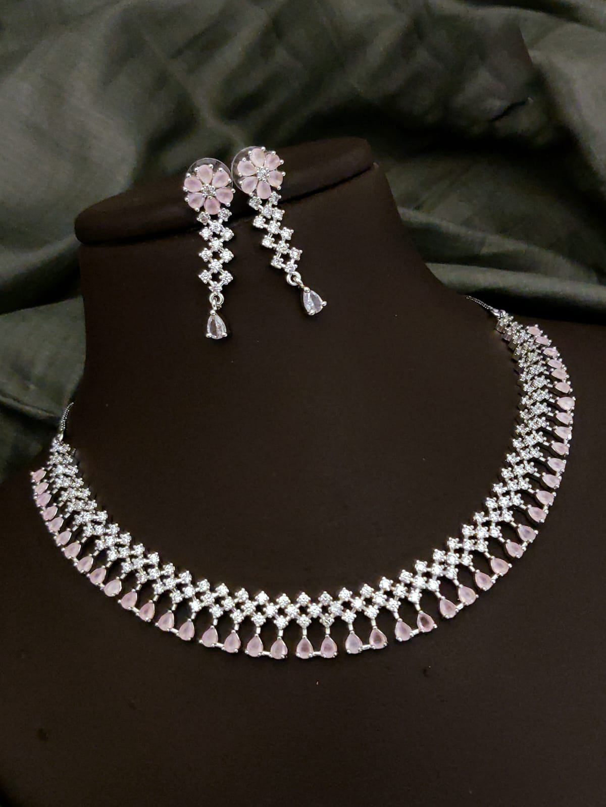 Traditional Floral Inspired AD Choker Earrings Set For Wedding | Kundan Jewelry | AD Jewelry | Indian Jewelry | Traditional Jewelry