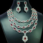 Triple Layer CZ Kundan Necklace Earrings Set | Kundan Jewelry | AD Jewelry | Indian Jewelry | Traditional Jewelry