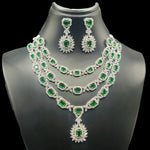 Triple Layer CZ Kundan Necklace Earrings Set | Kundan Jewelry | AD Jewelry | Indian Jewelry | Traditional Jewelry