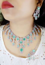 Silver Toned Bridal AD Choker For Wedding - Kundan Choker Set Indian Jewelry