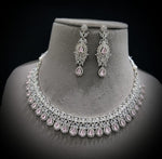 Punjabi Silver Plated CZ Choker Earrings Set - CZ Jewelry Set