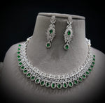 Punjabi Silver Plated CZ Choker Earrings Set - CZ Jewelry Set