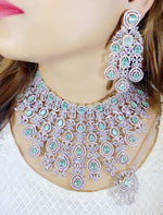 Multi Layered Bollywood Inspired CZ Choker Earring Set For Wedding