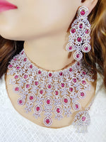 Multi Layered Bollywood Inspired CZ Choker Earring Set For Wedding