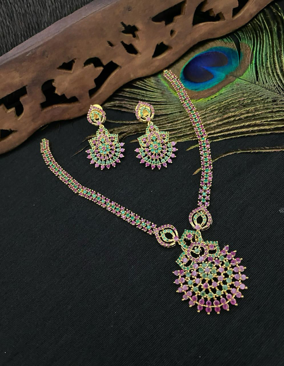 Jaipuri Traditional Kundan Necklace Earring Set For Wedding