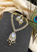 Gold Plated Kundan AD Necklace Earring Set For Wedding