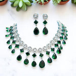 Wedding Drop Silver Finish AD Choker Earring Set For Women