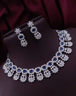 Punjabi Silver Plated Flower Design AD CZ Choker Earring Set Indian Jewelry