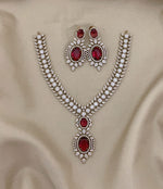 Traditional Bridal Floral Statement AD Necklace Earring Set