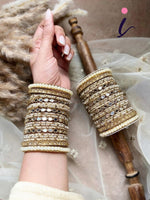Stone pearl drop mirror bangle wedding Indian asian churiyan bangle set