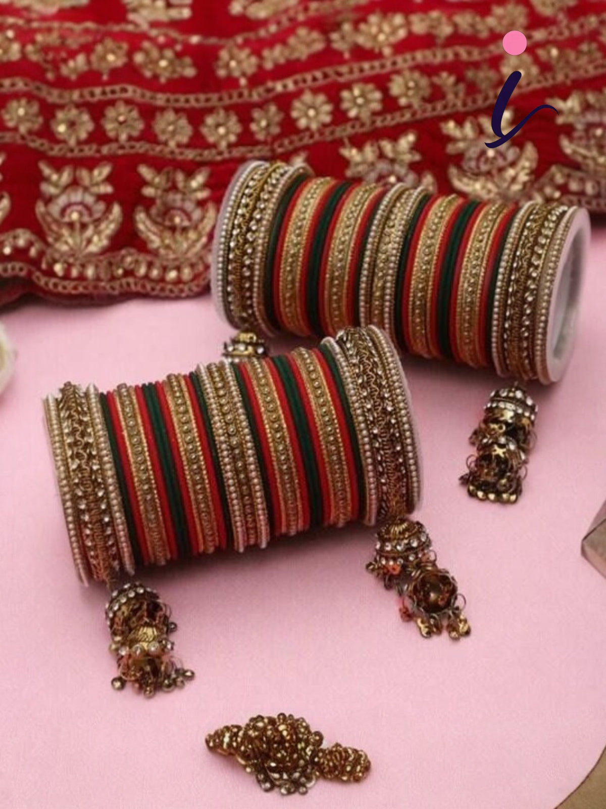 Indian Bangle set, Bridal bangles, Thread Bangles, Traditional Bracelet, Bridal Choora Set