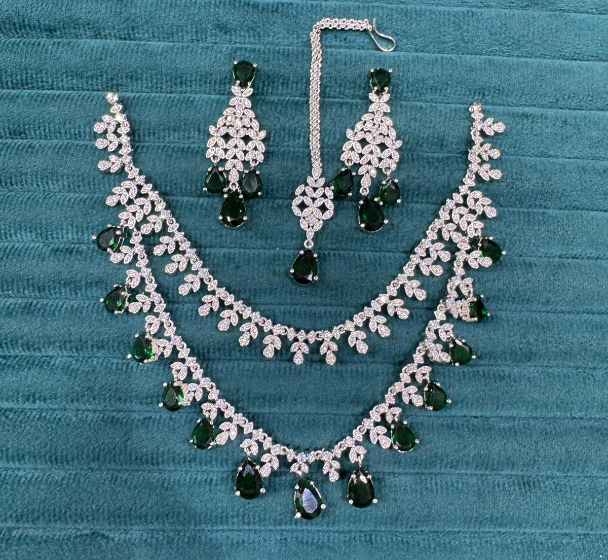 Floral Double Layer AD Choker Earrings Set | Kundan Jewelry | AD Jewelry | Indian Jewelry | Traditional Jewelry