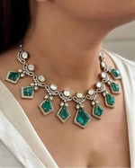 Green Ethnic Polki Bridal Choker Earring Set For Wedding