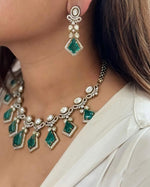 Green Ethnic Polki Bridal Choker Earring Set For Wedding