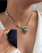 Bridal Gold Plated Polki Statement Necklace Earring Set For Wedding