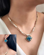 Bridal Gold Plated Polki Statement Necklace Earring Set For Wedding