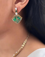 Bridal Gold Plated Polki Statement Necklace Earring Set For Wedding