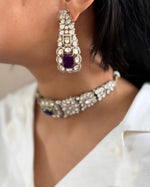 Pakistani Flower Design Polki Wedding Choker Earring Set