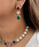 Pakistani Teardrop Wedding Polki Necklace Earring Set