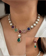 Pakistani Teardrop Wedding Polki Necklace Earring Set