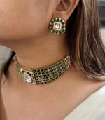 Indian Handcrafted Gold Plated Floral Polki Choker Earring Set