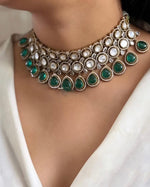 Indian Traditional Layered Gold Plated Polki Choker Earring Set