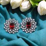 Silvery Shine Round AD Earrings Set Wedding