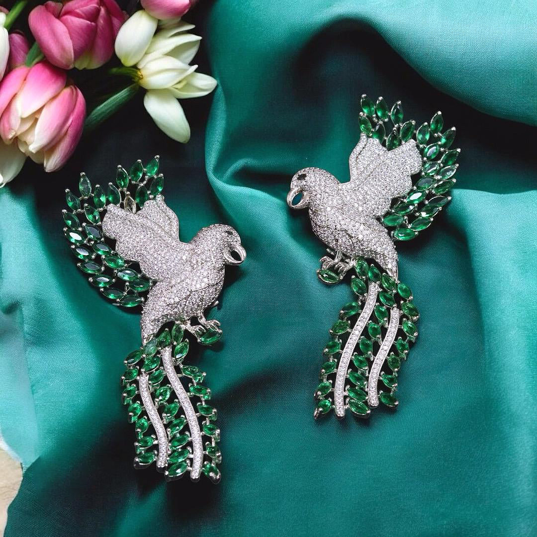 Parrot Design Wedding Stone Work Eearrings For Women