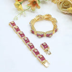 Gold-Plated Ruby Red CZ Bracelet Set | Indian Jewellery | Indian Bracelet Set