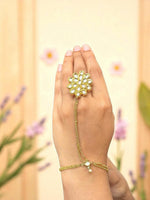 Kundan Floral Haathphool with Gold-Tone Chain | Indian Jewellery | Bridal Haathphool Jewelry Indian Haathphool Set