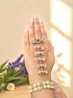 Kundan Pearl & Ruby Haathphool Bracelet | Indian Jewellery | Bridal Haathphool Jewelry Indian Haathphool Set
