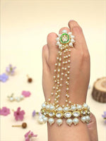 Pearl Kundan Hand Harness Bracelet | Indian Jewellery | Bridal Haathphool Jewelry Indian Haathphool Set