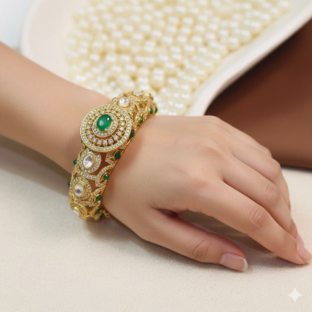 Exquisite Openable Ruby and Kundan Kada