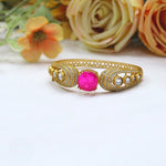 Royal Gold-Plated Openable Kada with Purple Stone and CZ Accents