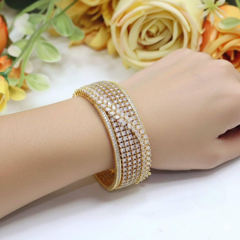 Elegant Openable CZ Diamond Kada – Modern Sparkle with Classic Charm