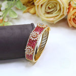 Openable Ruby Red Floral Diamond Kada