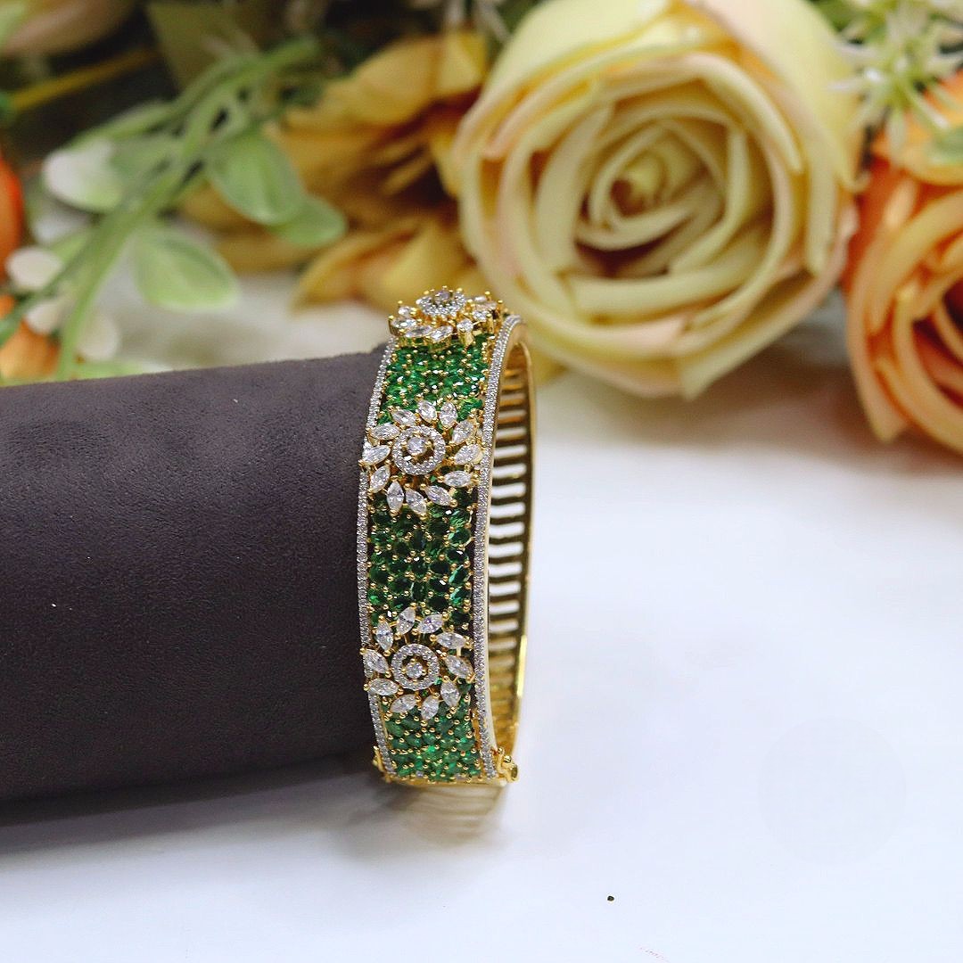 Openable Ruby Red Floral Diamond Kada