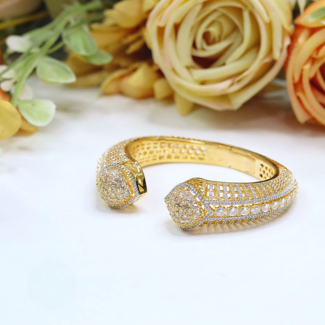 Silver Plated Cuff Bracelet (Luxury Designer Kada Bangle