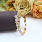 Luxurious Gold-Plated Ruby & Diamond Simulant Openable Cuff Bracelet