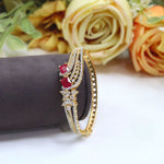 Luxurious Gold-Plated Ruby & Diamond Simulant Openable Cuff Bracelet