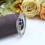 Luxurious Silver-Plated Ruby & Diamond Simulant Openable Cuff Bracelet