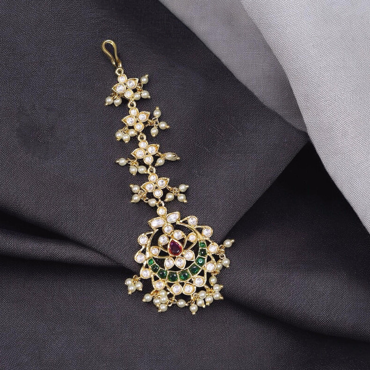 Multicolor Festive Stone Work Maangtikka For Women