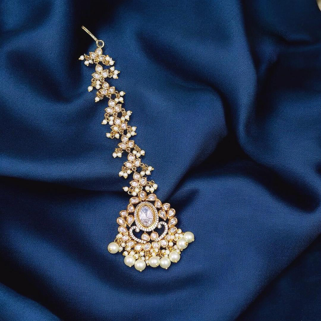 Wedding Flower Design Pearl Maangtikka For Women