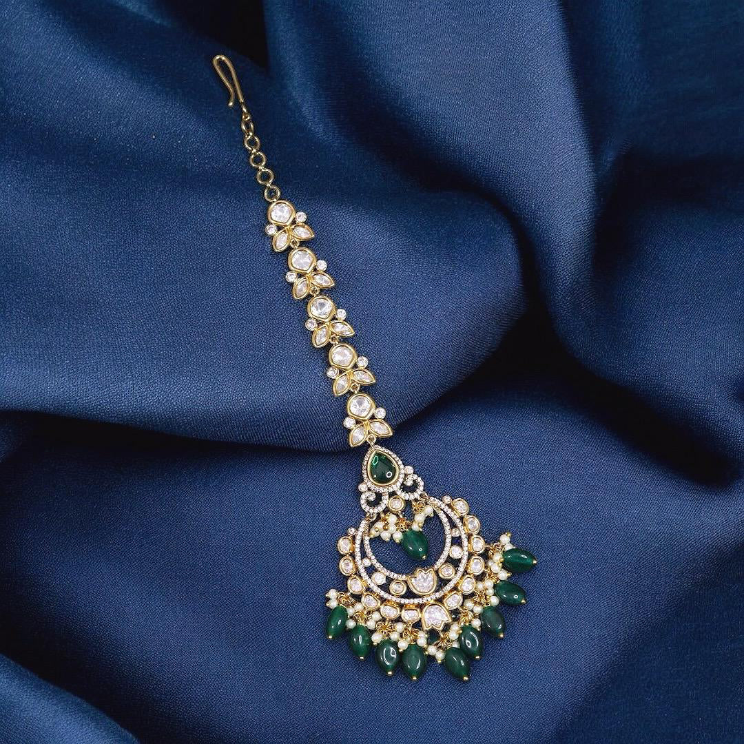 Pakistani Green Traditional Wedding Maangtika For Women