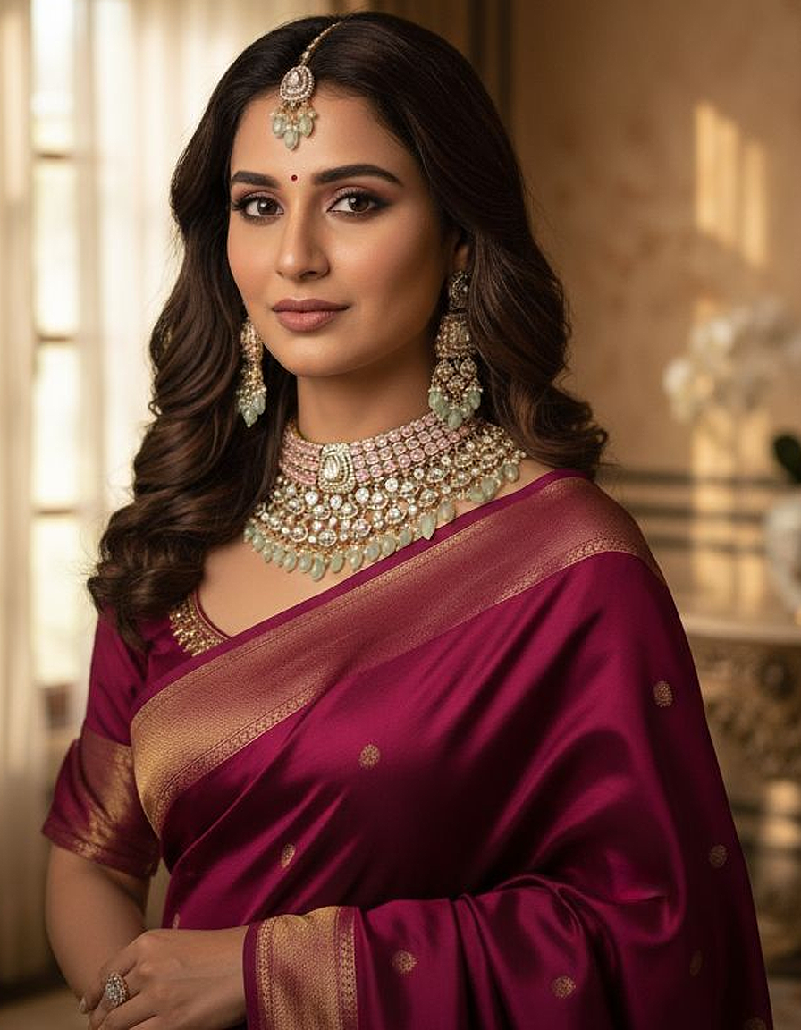 Pink Green Kundan Choker Necklace Set with Earrings – Bridal Polki Jewelry for Weddings & Festive Wear