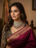 Royal Kundan & Ruby Choker Necklace Set with Pearls - Libasaa.com